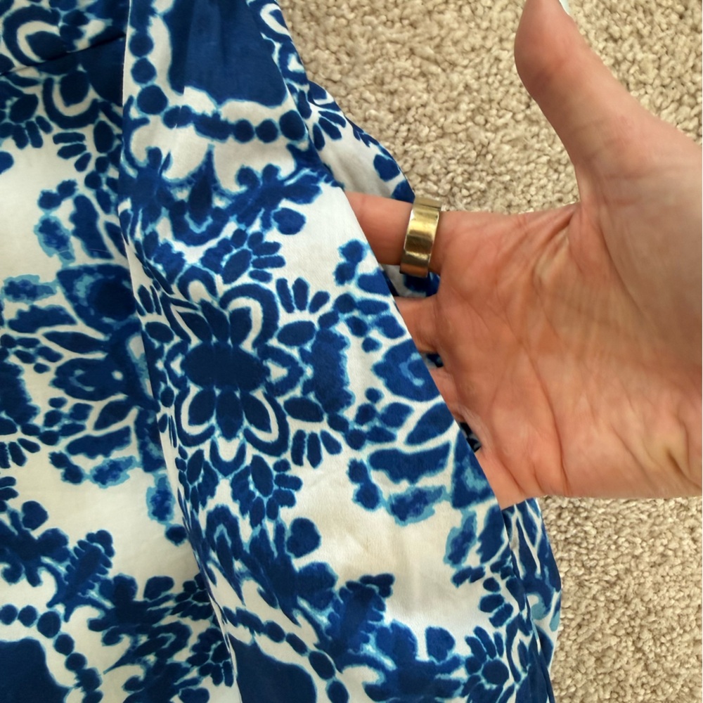 Talbots Blue and White One-Shoulder Floral Maxi Dress - Picture 6 of 8